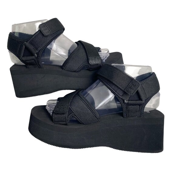 Seychelles NWOT Serenade Black Platform Sandals With Adjustable Straps & Velcro - Picture 2 of 8